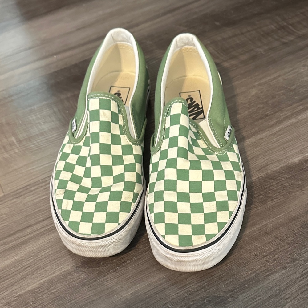 Vans Green Checkered Slip-On Sneakers